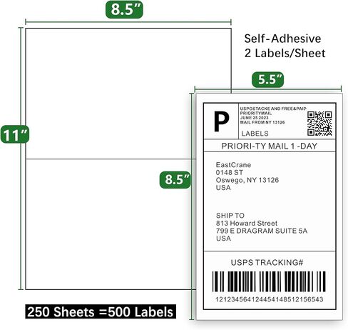 8.5"x5.5" Shipping Labels,300 Half Sheet Shipping Labels for Laser and Inkjet Printers. in Saudi Arabia