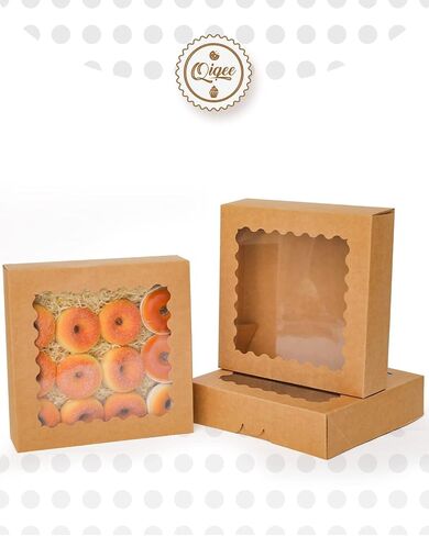 qiqee Christmas Cookie Boxes with Window 24packs 9x9x2.5 Inch Bakery Box Pastry Box for Christmas in Saudi Arabia