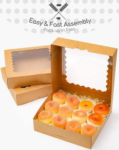 qiqee Christmas Cookie Boxes with Window 24packs 9x9x2.5 Inch Bakery Box Pastry Box for Christmas in Saudi Arabia
