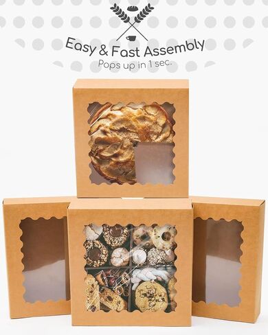 qiqee Christmas Cookie Boxes with Window 24packs 9x9x2.5 Inch Bakery Box Pastry Box for Christmas in Saudi Arabia