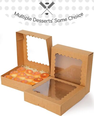 qiqee Christmas Cookie Boxes with Window 24packs 9x9x2.5 Inch Bakery Box Pastry Box for Christmas in Saudi Arabia
