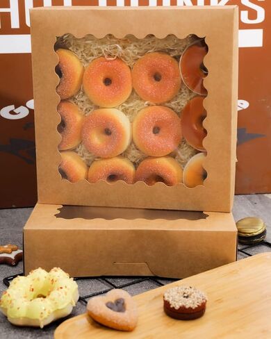 qiqee Christmas Cookie Boxes with Window 24packs 9x9x2.5 Inch Bakery Box Pastry Box for Christmas in Saudi Arabia