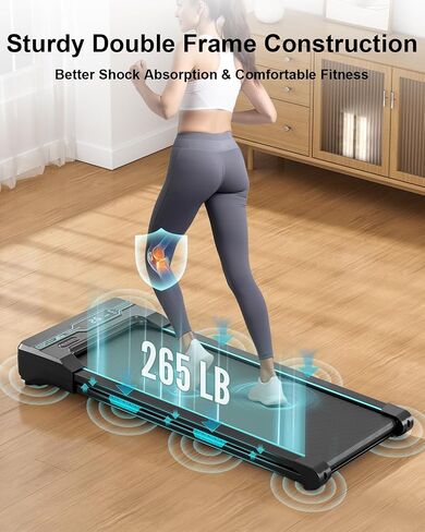 Walking Pad with Incline Under Desk Treadmill for Home & Office Fitness with LCD Display & Remote Control Dual Shock Absorbing Portable Treadmill with 6 Adjustable Inclines 265LB Max Weight in Saudi Arabia
