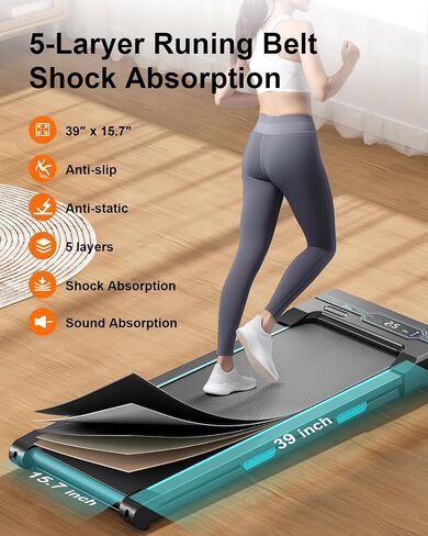 Walking Pad with Incline Under Desk Treadmill for Home & Office Fitness with LCD Display & Remote Control Dual Shock Absorbing Portable Treadmill with 6 Adjustable Inclines 265LB Max Weight in Saudi Arabia