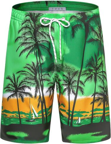APTRO Men's Swim Trunks Long Palm Board Shorts Beach Swimwear #D1701 Green M in Kuwait