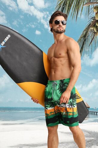 APTRO Men's Swim Trunks Long Palm Board Shorts Beach Swimwear #D1701 Green M in Kuwait