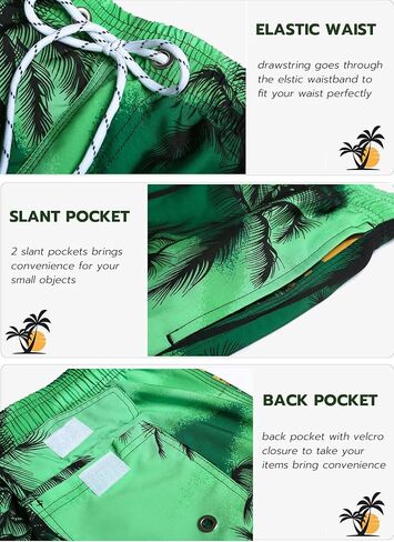 APTRO Men's Swim Trunks Long Palm Board Shorts Beach Swimwear #D1701 Green M in Kuwait