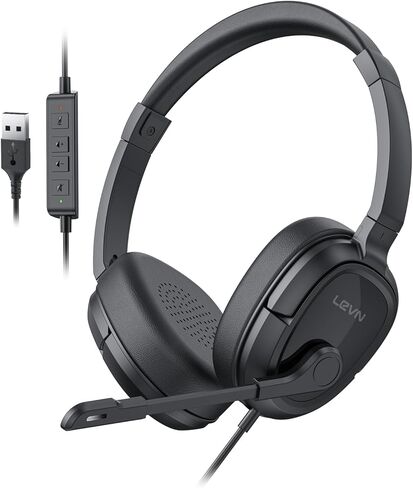 LEVN Headset with Mic,Computer Headset with Microphone,Usb Headset with Microphone,Wired Headset for Work from Home/Open Office/Call Center with Noise Cancelling,Super Lightweight Design for Long Wear in Kuwait