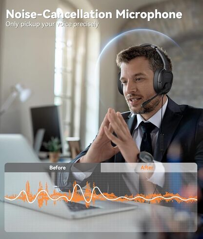 LEVN Headset with Mic,Computer Headset with Microphone,Usb Headset with Microphone,Wired Headset for Work from Home/Open Office/Call Center with Noise Cancelling,Super Lightweight Design for Long Wear in Kuwait