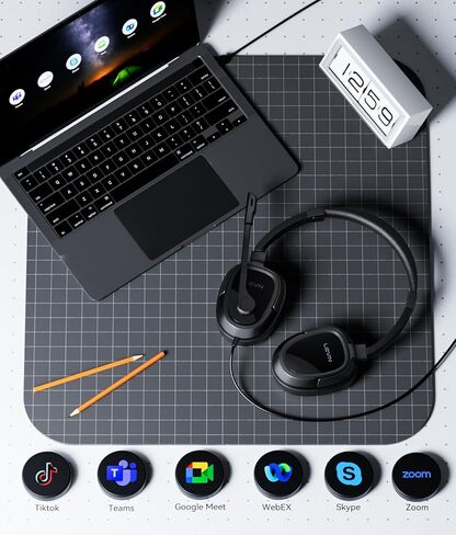 LEVN Headset with Mic,Computer Headset with Microphone,Usb Headset with Microphone,Wired Headset for Work from Home/Open Office/Call Center with Noise Cancelling,Super Lightweight Design for Long Wear in Kuwait