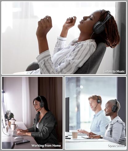LEVN Headset with Mic,Computer Headset with Microphone,Usb Headset with Microphone,Wired Headset for Work from Home/Open Office/Call Center with Noise Cancelling,Super Lightweight Design for Long Wear in Kuwait