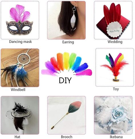 ريش ماردي غرا الملون للحرف اليدوية، 300 قطعة من الريش الأخضر والذهبي الأرجواني الطبيعي لتزيين حفلات ماردي جراس زي الكرنفال in Kuwait