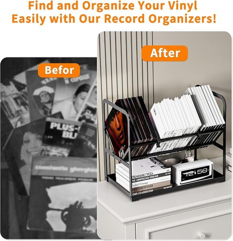 Vinyl Record Storage, 80-100 Lps Album Record Holder, Protects Vinyl Display, Organize Albums, Book, Magazine,Gifts for Vinyl Records Lovers, Black in Saudi Arabia