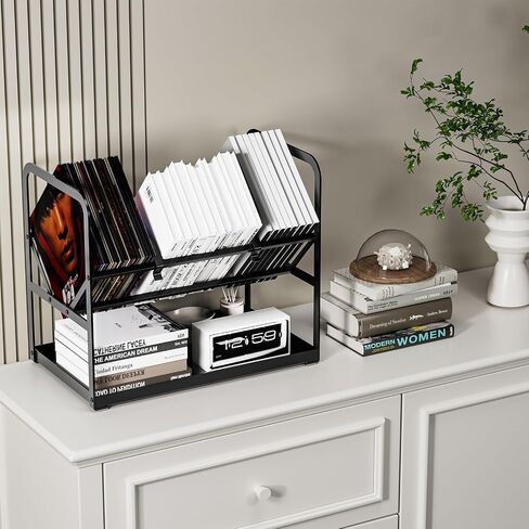 Vinyl Record Storage, 80-100 Lps Album Record Holder, Protects Vinyl Display, Organize Albums, Book, Magazine,Gifts for Vinyl Records Lovers, Black in Saudi Arabia