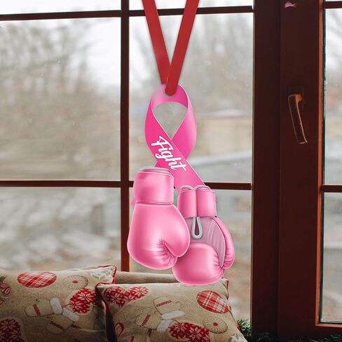 Talataca Breast Cancer Awareness Pink Fight Ribbon Survivor Girl Women 2D Flat Car Rear View Mirror Accessories Christmas Tree Ornament Decoration Hanging Charm Interior Rearview Pendant Decor Gift in Saudi Arabia