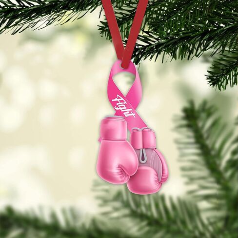 Talataca Breast Cancer Awareness Pink Fight Ribbon Survivor Girl Women 2D Flat Car Rear View Mirror Accessories Christmas Tree Ornament Decoration Hanging Charm Interior Rearview Pendant Decor Gift in Saudi Arabia