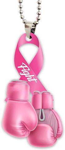 Talataca Breast Cancer Awareness Pink Fight Ribbon Survivor Girl Women 2D Flat Car Rear View Mirror Accessories Christmas Tree Ornament Decoration Hanging Charm Interior Rearview Pendant Decor Gift in Saudi Arabia