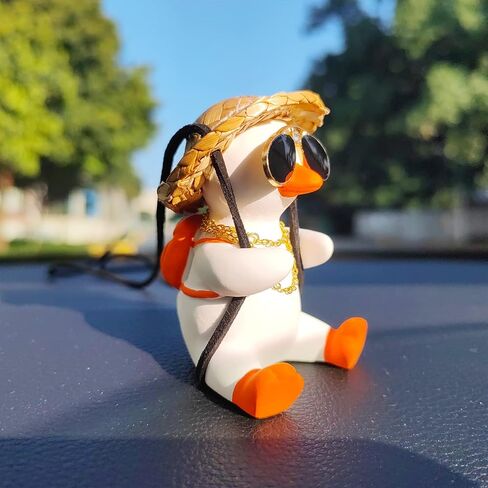 Swinging Duck Car Hanging Ornament, Car Mirror Hanging Accessories, Cute Car Decor Car Charm Pendant Rear View Mirror Accessories Car Interior Accessories, Valentine's Day Gift Office/Home Decor in Saudi Arabia
