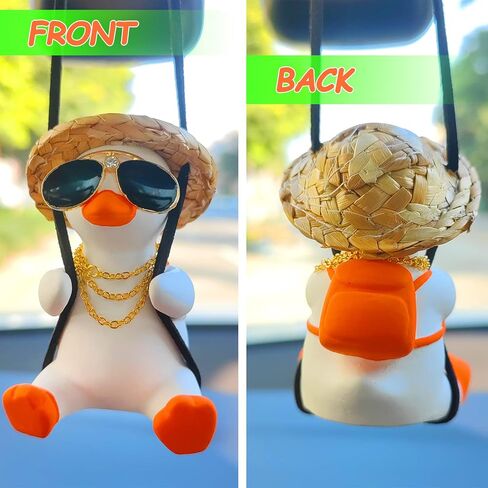 Swinging Duck Car Hanging Ornament, Car Mirror Hanging Accessories, Cute Car Decor Car Charm Pendant Rear View Mirror Accessories Car Interior Accessories, Valentine's Day Gift Office/Home Decor in Saudi Arabia