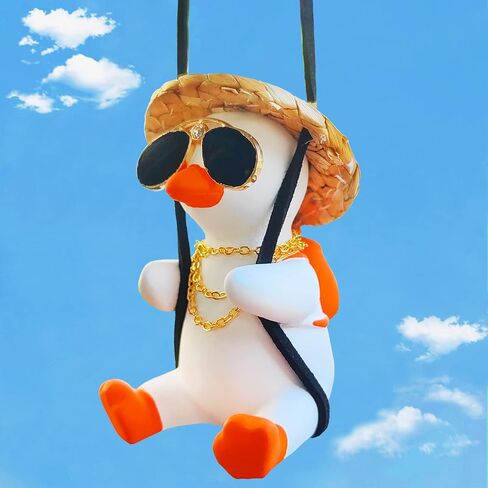 Swinging Duck Car Hanging Ornament, Car Mirror Hanging Accessories, Cute Car Decor Car Charm Pendant Rear View Mirror Accessories Car Interior Accessories, Valentine's Day Gift Office/Home Decor in Saudi Arabia