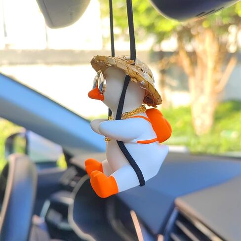 Swinging Duck Car Hanging Ornament, Car Mirror Hanging Accessories, Cute Car Decor Car Charm Pendant Rear View Mirror Accessories Car Interior Accessories, Valentine's Day Gift Office/Home Decor in Saudi Arabia