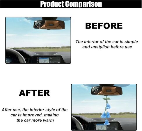 Car Mirror Hanging Accessories, Cute Crochet Suzuran Car Rearview Mirror Charm, Handmade Knitting, Fit for Backpack, Keychain (White) in Saudi Arabia