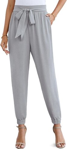 Womens High Waisted Casual Joggers Pants Bow-Knot Business Casual Work Pencil Pants Dressy Tapered Pockets in Saudi Arabia