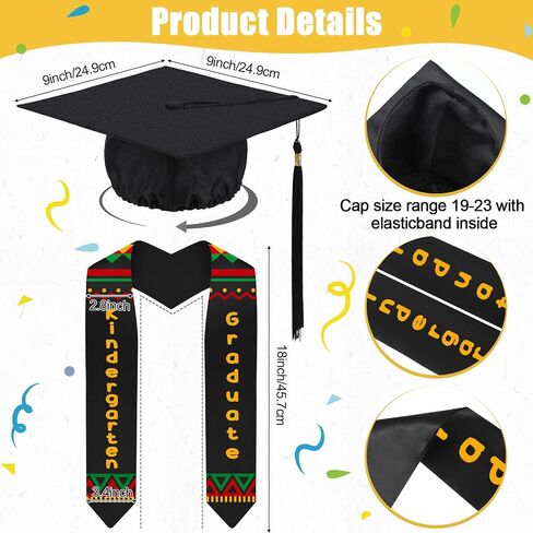 Jetec 2024 Kindergarten Graduation Cap and Printed Graduation Stole Sash Preschool Kindergarten Graduation Gifts for Kids(Classic Color, Vintage Style) in Saudi Arabia