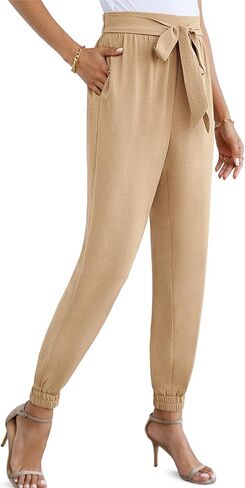 Womens High Waisted Casual Joggers Pants Bow-Knot Business Casual Work Pencil Pants Dressy Tapered Pockets in Kuwait