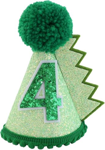 قبعة عيد ميلاد الديناصور باللون الأخضر لعمر 4 سنوات، زينة قبعة عيد ميلاد للأطفال البنات والأولاد مصنوعة يدويًا من الزي الطبيعي قبعة حفلات عيد الميلاد الأولى in Kuwait