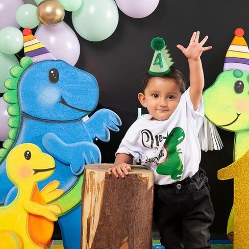 قبعة عيد ميلاد الديناصور باللون الأخضر لعمر 4 سنوات، زينة قبعة عيد ميلاد للأطفال البنات والأولاد مصنوعة يدويًا من الزي الطبيعي قبعة حفلات عيد الميلاد الأولى in Kuwait