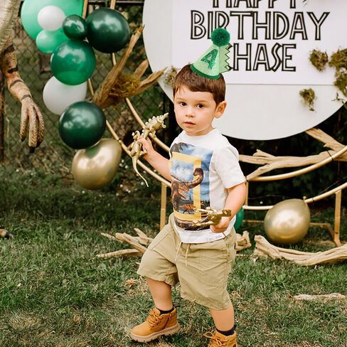 قبعة عيد ميلاد الديناصور باللون الأخضر لعمر 4 سنوات، زينة قبعة عيد ميلاد للأطفال البنات والأولاد مصنوعة يدويًا من الزي الطبيعي قبعة حفلات عيد الميلاد الأولى in Kuwait