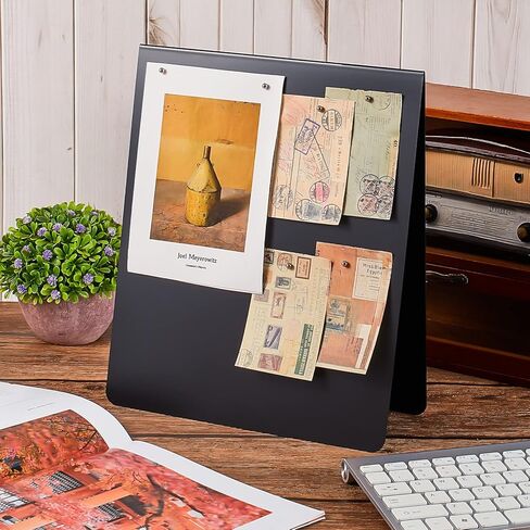 Leinuosen 12 × 10 بوصة لوحة إعلانات مغناطيسية لوحة عرض مغناطيسية لوحة مذكرة مسح جاف لوحة عرض قائمة بذاتها حامل معدني لعرض المغناطيس لسطح المكتب ديكورات المكاتب المنزلية (قطعة واحدة) in Kuwait