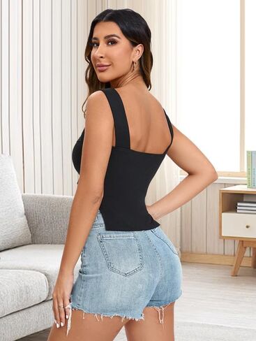 المرأة عارية الذراعين قطع علوية بدون أكمام مثير لطيف اقتصاص القمم بوستير الحبيب الرقبة Strappy والقمصان الأساسية كاميس in Kuwait