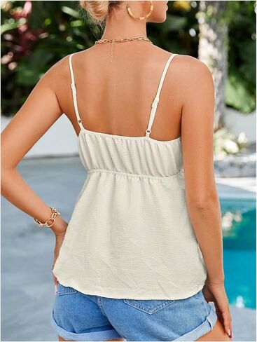 COZYEASE Women's Floral Embroidery Knot Front Cami Tops Peplum Sleeveless V Neck Tank Top in Saudi Arabia
