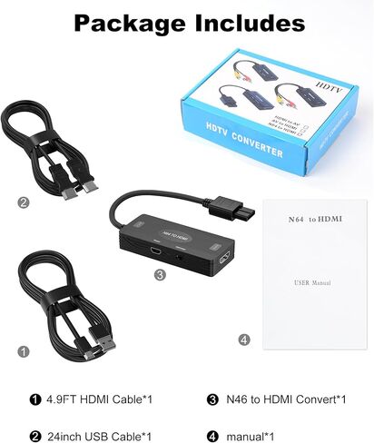 محول WUKUR N64 إلى HDMI يدعم التحويل 16:9/4:3 متوافق مع محول Nintendo 64/ Game Cube/SNES Gamecube HDMI in Kuwait