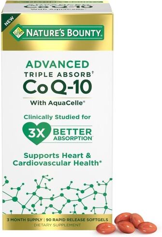Nature's Bounty Advanced Triple Absorb Co Q-10, Heart Health, Rapid Release Softgels, 90 Ct in Saudi Arabia