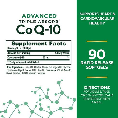 Nature's Bounty Advanced Triple Absorb Co Q-10, Heart Health, Rapid Release Softgels, 90 Ct in Saudi Arabia