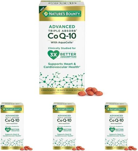 Nature's Bounty Advanced Triple Absorb Co Q-10, Heart Health, Rapid Release Softgels, 90 Ct in Saudi Arabia