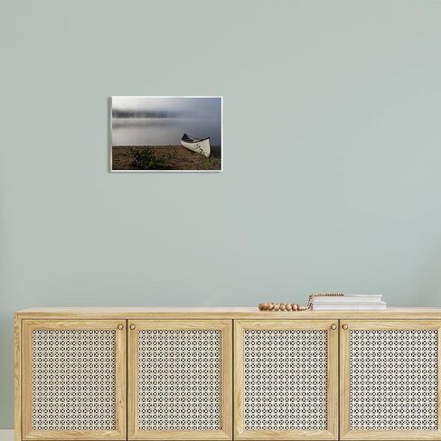 Stupell Industries Lone Canoe Tranquil Foggy Lake Beach Weather Wood Wall Art, Design By Daphne Polselli in Saudi Arabia