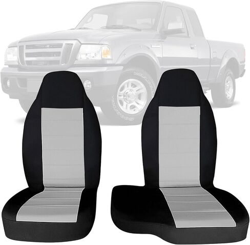 GXARTS قطعتان من غطاء مقعد المقعد الخلفي العالي 60/40 باللونين الأسود والرمادي متوافق مع Ford Ranger 2004 2005 2006 2007 2008 2009 2010 2011 2012 (بدون غطاء وحدة التحكم) in Kuwait