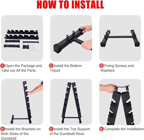 حامل دمبل من CKDCARES، حامل حامل وزن 6 طبقات - حامل وزن على شكل حرف A للدمبل - منظم تخزين الوزن لصالة الألعاب الرياضية المنزلية، الموديل: 6T-DR1 in Kuwait