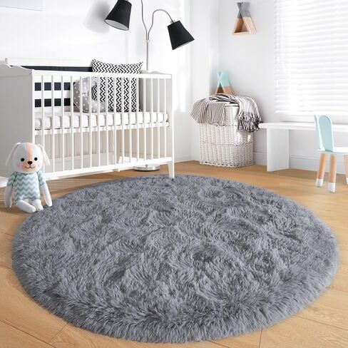 Noahas Beige Round Rug 4Ft,Fluffy Rugs for Bedroom,Fuzzy Cute Circle Rug for Kids Room,Soft Thick Shaggy Non Slip Classroom Carpet,Dorm Rug,Nursery Rug,Aesthetic Room Decor for Teen Girls in Saudi Arabia