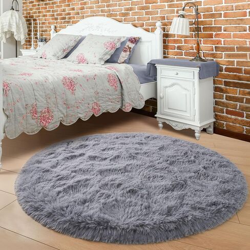 Noahas Beige Round Rug 4Ft,Fluffy Rugs for Bedroom,Fuzzy Cute Circle Rug for Kids Room,Soft Thick Shaggy Non Slip Classroom Carpet,Dorm Rug,Nursery Rug,Aesthetic Room Decor for Teen Girls in Saudi Arabia