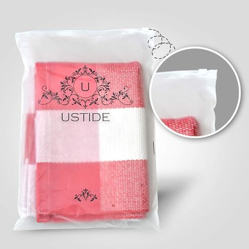 سجادة USTIDE قطنية منقوشة بافلو باللونين الأحمر والأبيض، مقاس 23.6 بوصة × 51 بوصة، سجاد داخلي أو خارجي منسوج يدويًا لسجاد الباب ذو الطبقات، سجادة قابلة للغسل للشرفة الأمامية/المطبخ/المزرعة/المدخل in Kuwait