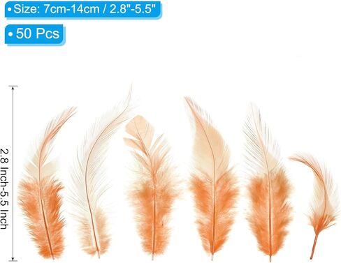 PATIKIL 3-6 Inch Saddle Hackle Rooster Feather, 50 Pcs Bulk Natural Feathers Fluffy Craft Feathers for Dream Catcher Earrings Pendant, Orange in Saudi Arabia