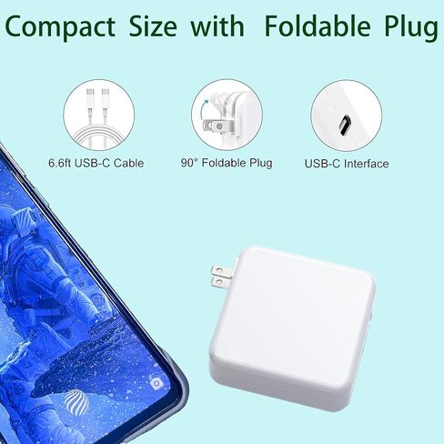 شاحن ماك بوك برو 120 وات USB C شاحن سريع لمنفذ USB C ماك بوك برو وماك بوك إير، آيباد برو، سامسونج جالاكسي وجميع أجهزة USB C، يتضمن كابل شحن 6.6أقدام in Kuwait