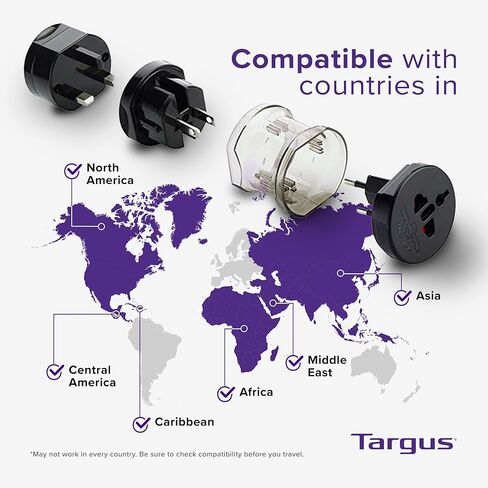 Targus Universal Power Travel Adapter, Black – International Plug Adapter for Europe, UK, AUS, and More, Safely Power Your Devices Around the World (APK01US1) in Saudi Arabia