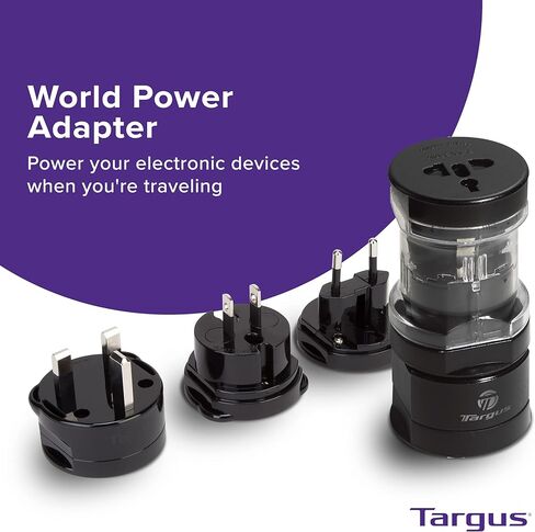 Targus Universal Power Travel Adapter, Black – International Plug Adapter for Europe, UK, AUS, and More, Safely Power Your Devices Around the World (APK01US1) in Saudi Arabia