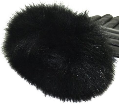 Women Genuine Lambskin Leather Winter Lined Gloves with Fox Fur Trim in Saudi Arabia